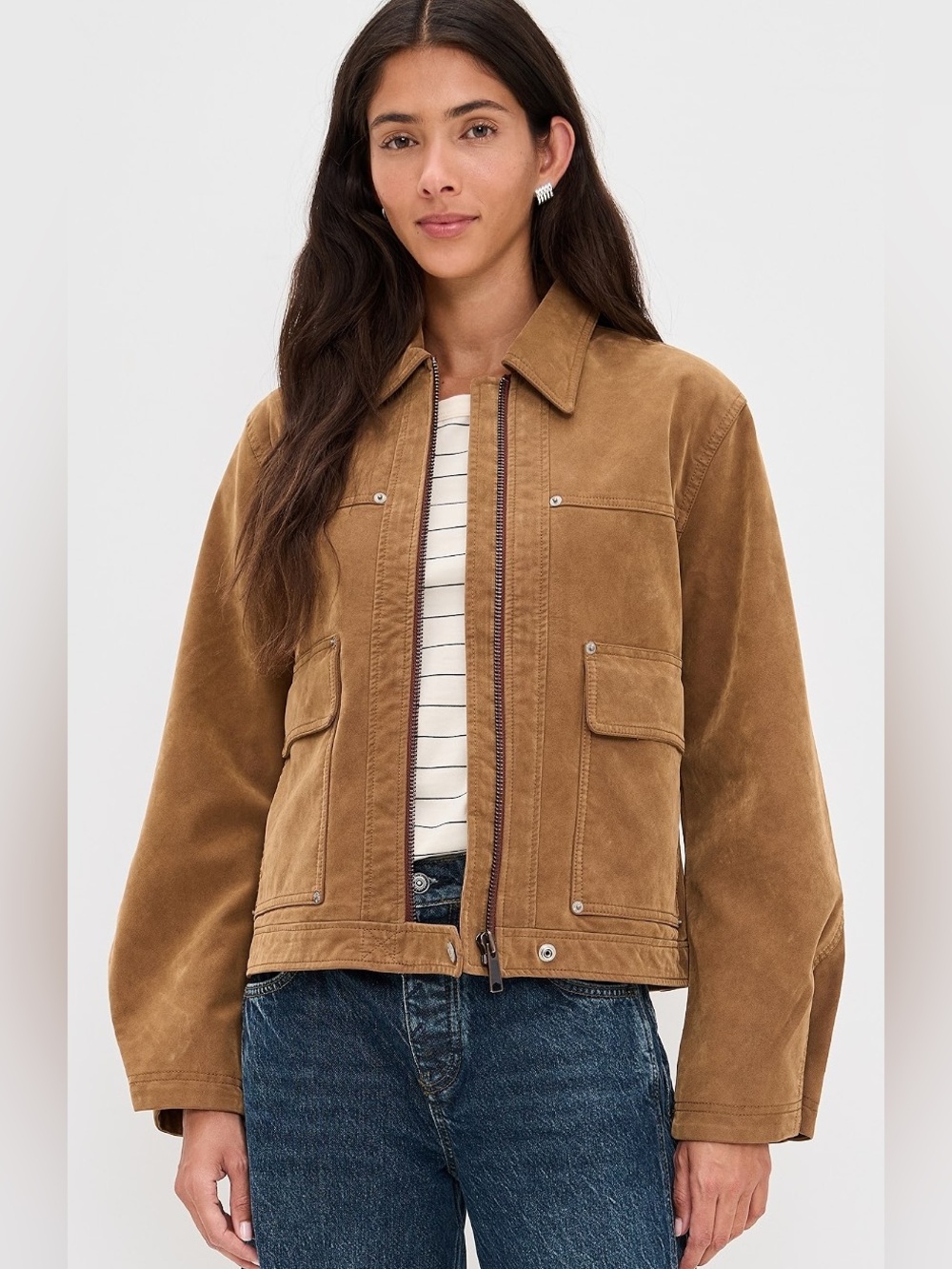Free People We The Free Blair Vegan Suede Jacket Coat Caramel Cafe XL NEW NWT